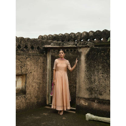 Taro India Sunset Blush Anarkali with Pant and Dupatta (Set of 3)