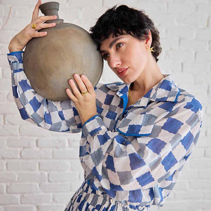 Taro India Blue Pixel Shirt