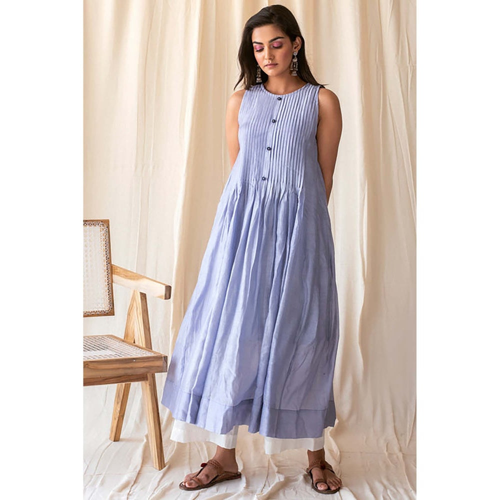 Taro India Cornflower Blue Kurta With Pant And Dupatta