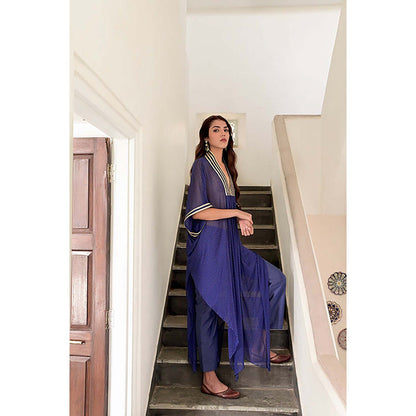 Taro India Zara Kaftan Kurta With Pant And Crop Slip