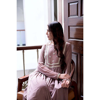 Taro India Amal Kurta With Pant And Crop Slip