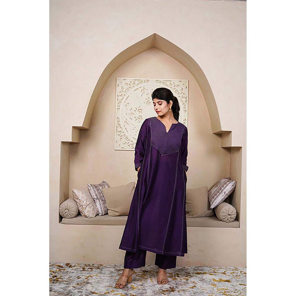 Taro India Russian Violet Kurta With Pant