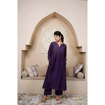 Taro India Russian Violet Kurta With Pant