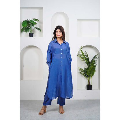 Taro India Blue Notch Collar Co-Ord