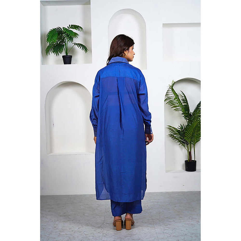 Taro India Blue Notch Collar Co-Ord