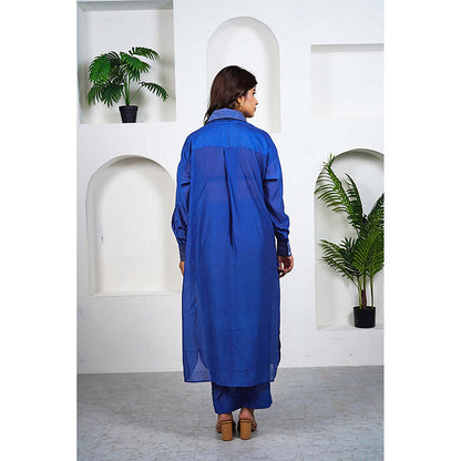 Taro India Blue Notch Collar Co-Ord