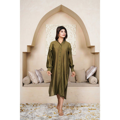 Taro India Olive Midi Shirt Dress