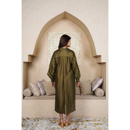 Taro India Olive Midi Shirt Dress