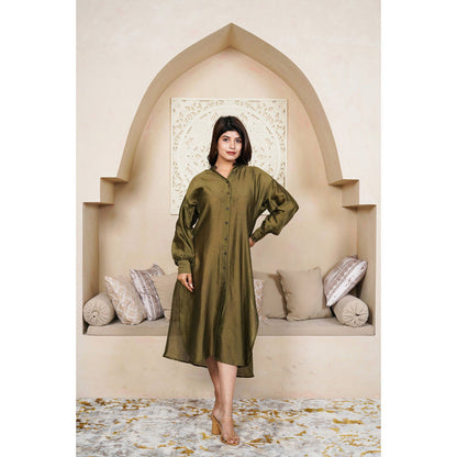 Taro India Olive Midi Shirt Dress