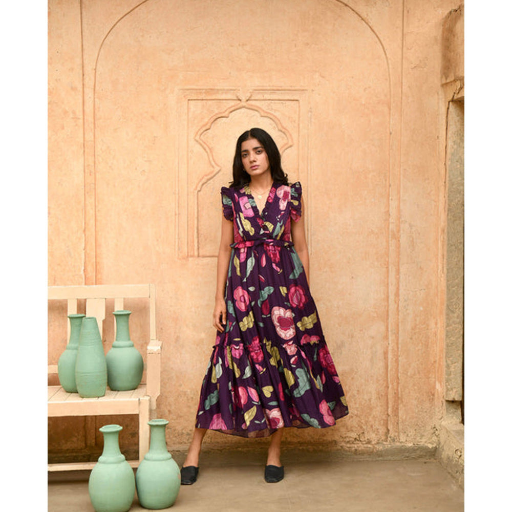 Taro India French Purple Maxi Dress