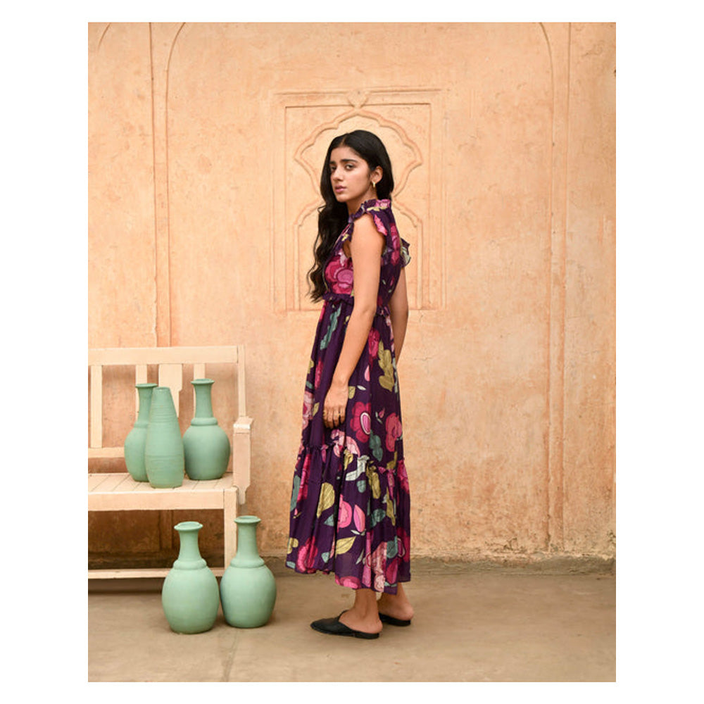 Taro India French Purple Maxi Dress