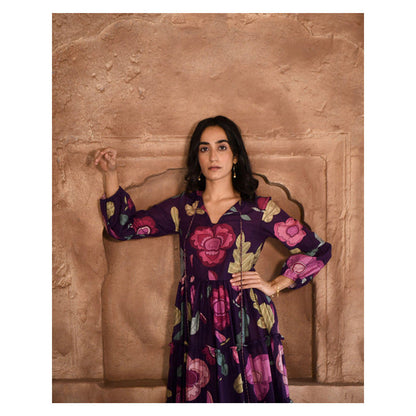 Taro India Floral Purple Dress