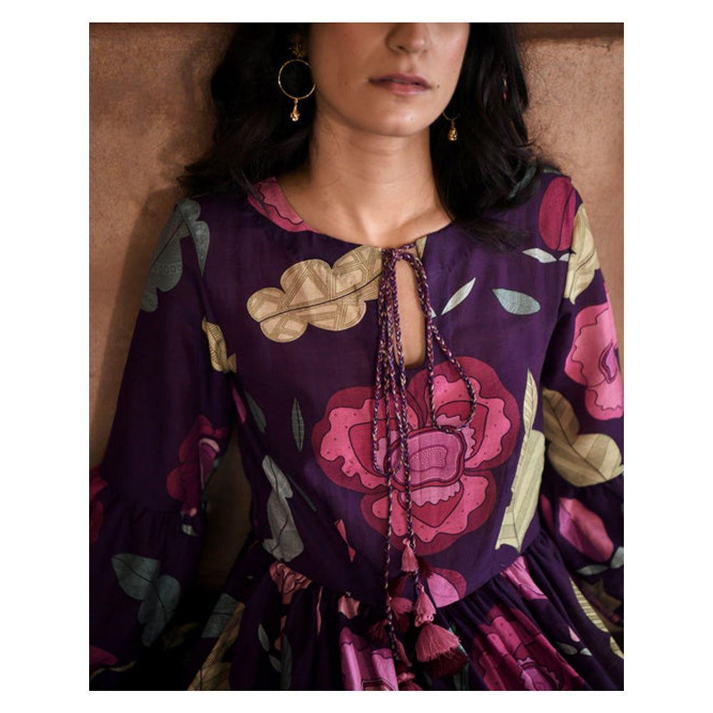 Taro India Floral Purple Dress