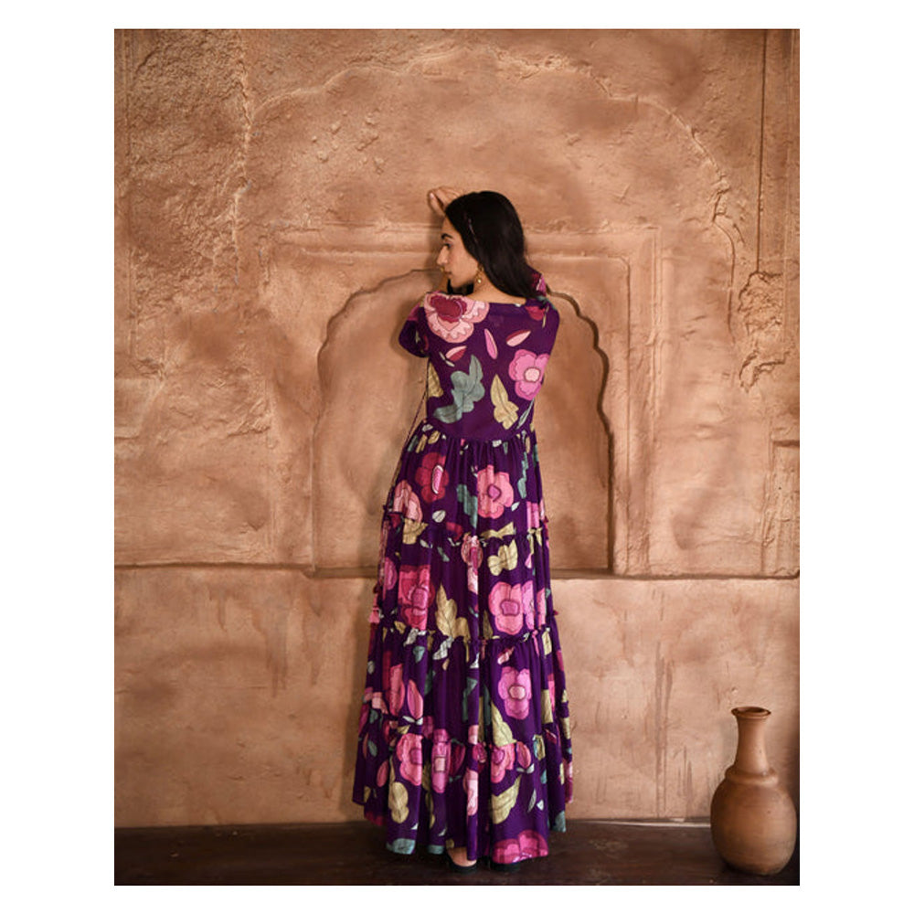 Taro India Floral Purple Dress