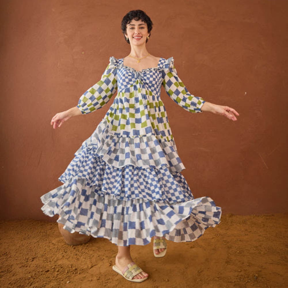 Taro India Azure Mosaic Maxi Dress