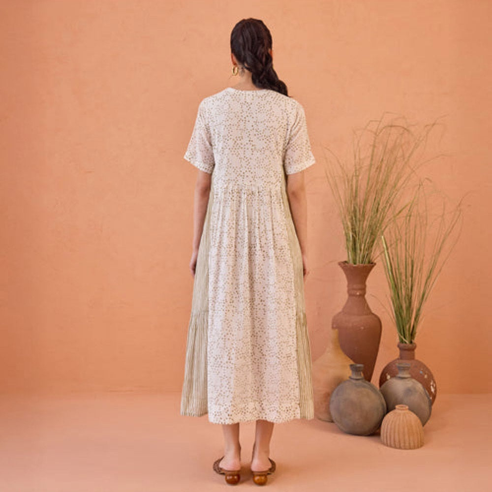 Taro India Mossy Mist Beige Midi Dress
