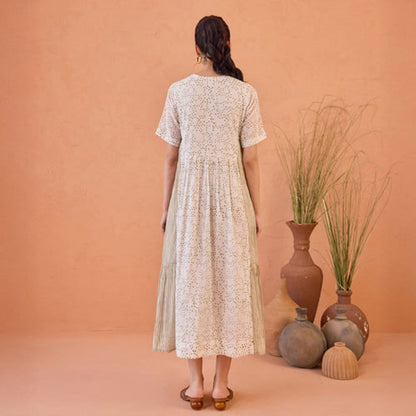 Taro India Mossy Mist Beige Midi Dress