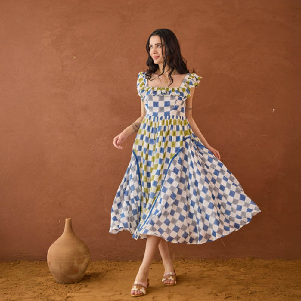 Taro India Sky Sketch Midi Dress