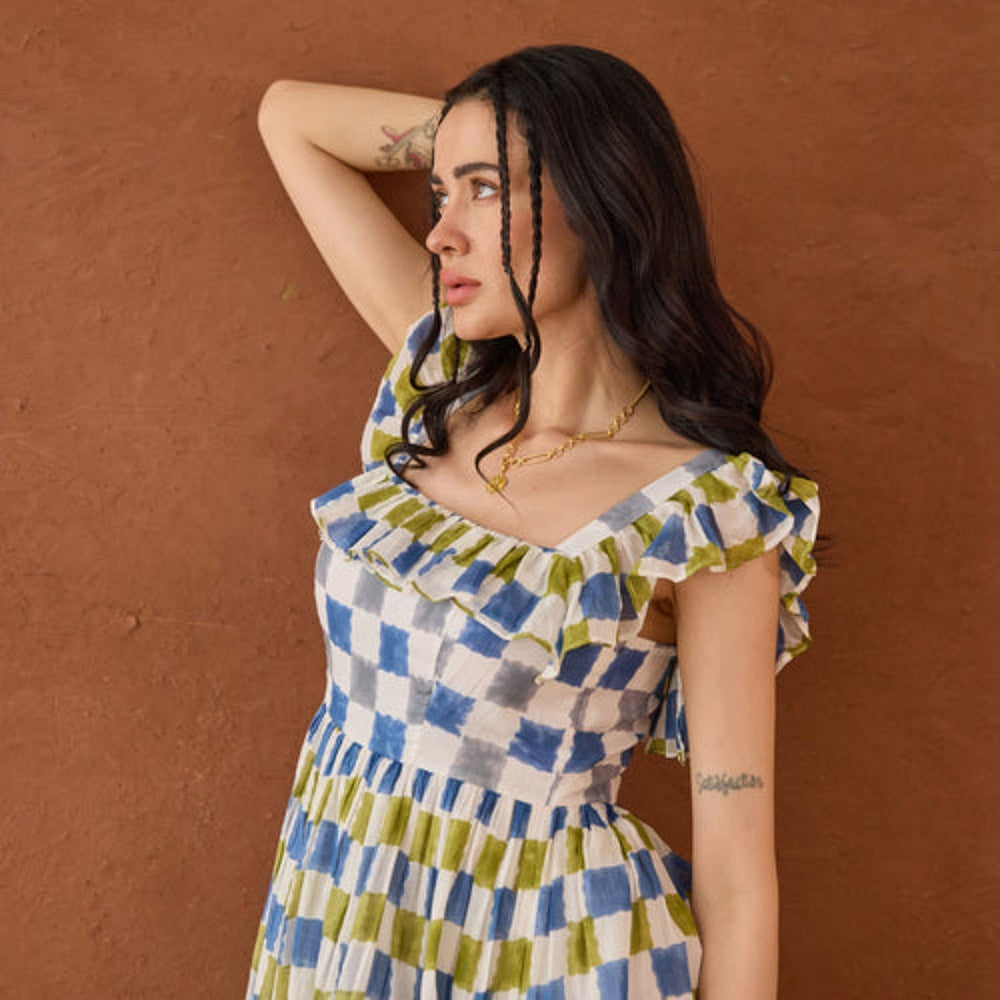 Taro India Sky Sketch Midi Dress