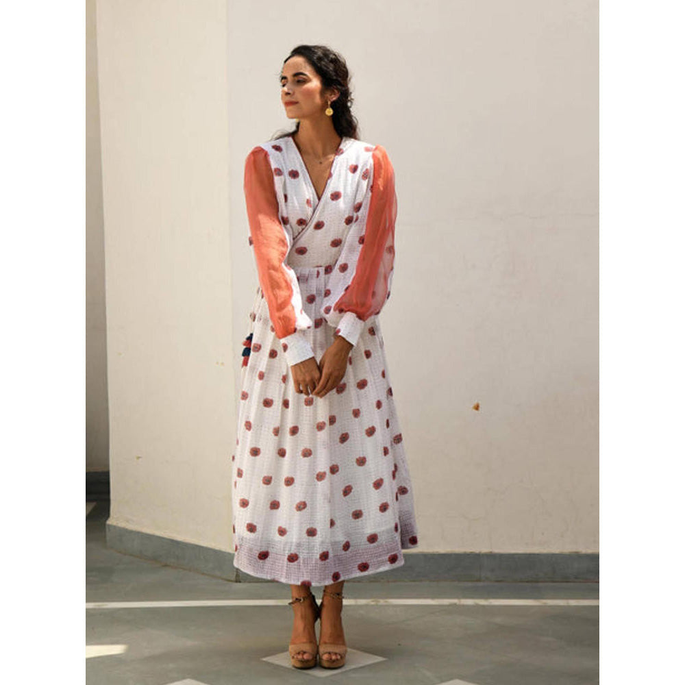 Taro India White Coral Orchid Dress