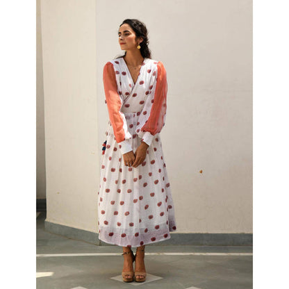 Taro India White Coral Orchid Dress