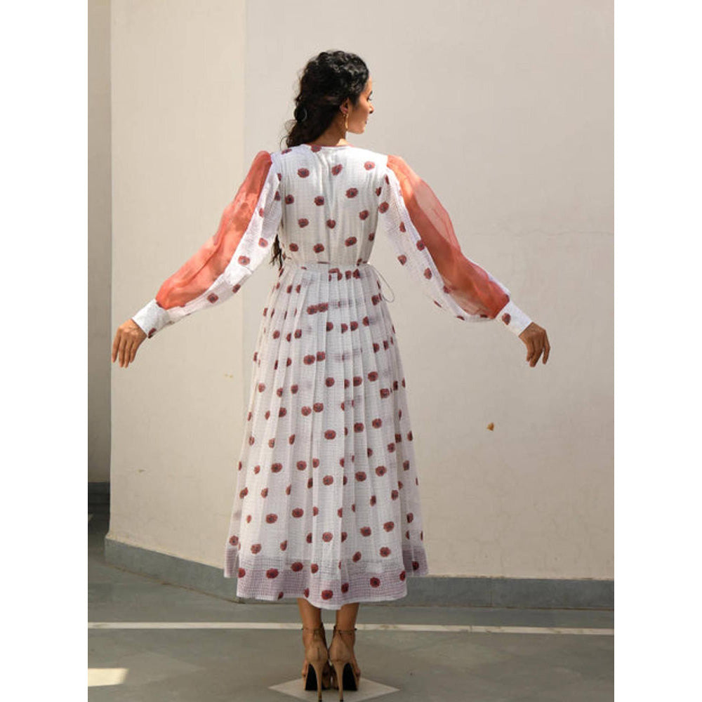 Taro India White Coral Orchid Dress