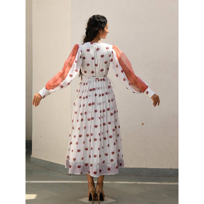 Taro India White Coral Orchid Dress