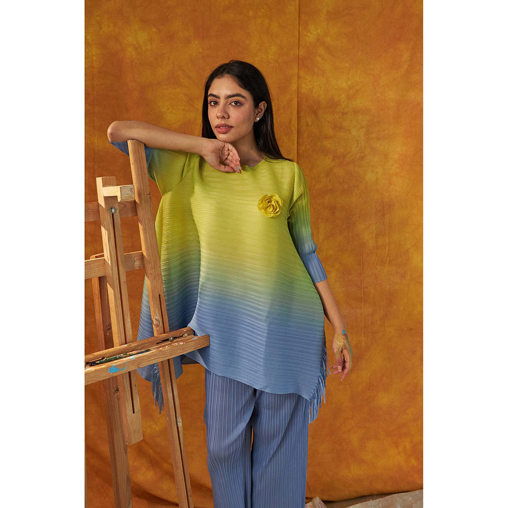 TASUVURE Blue Chic Fringe Ombre Co-Ord (Set of 2)