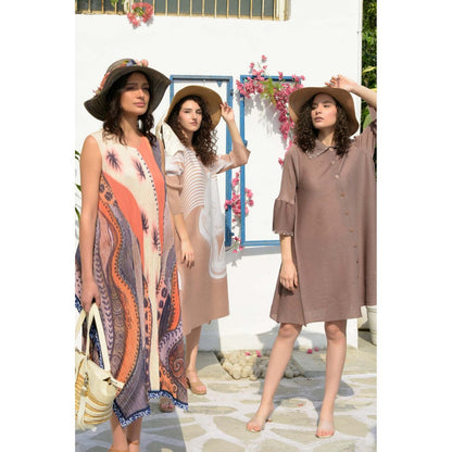 TASUVURE Multi-Colour Bohemian Printed Midi Dress