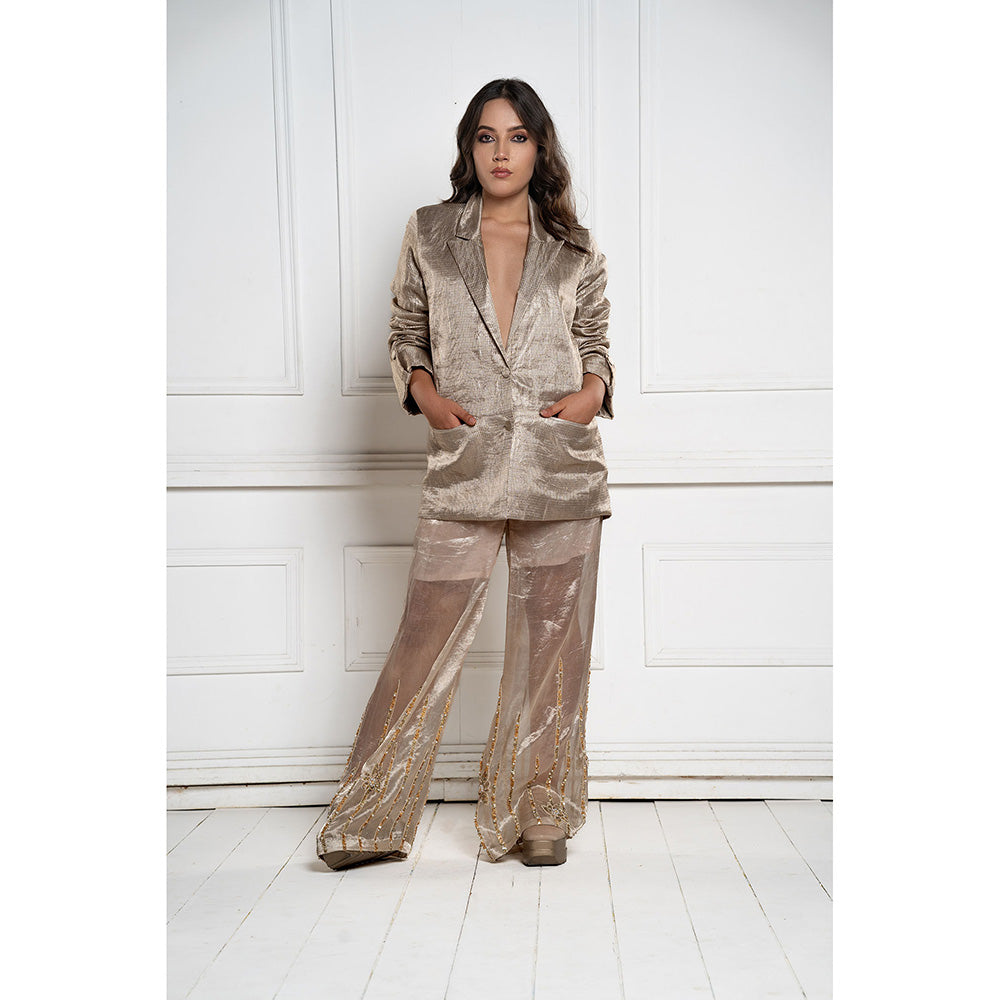 TATWAMM Silver Jacket with Pant (Set of 2)