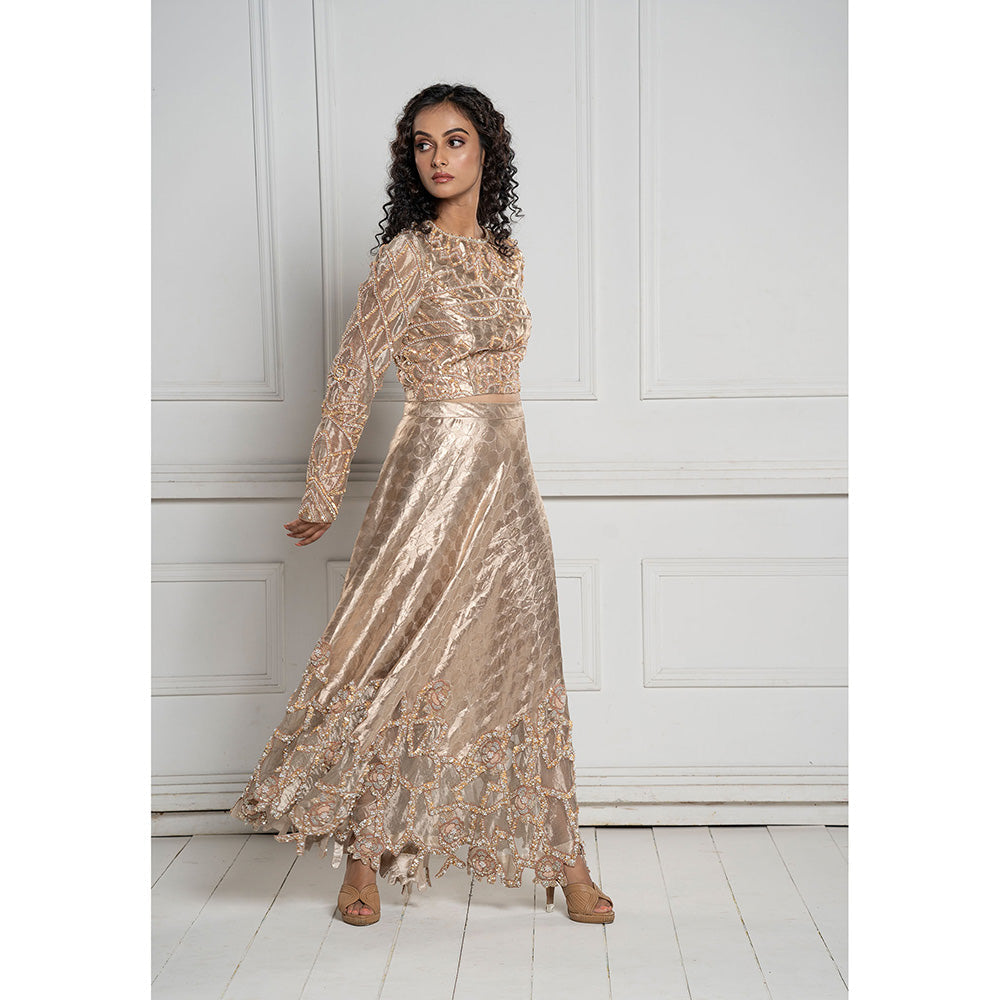 TATWAMM Beige Skirt with Top (Set of 2)