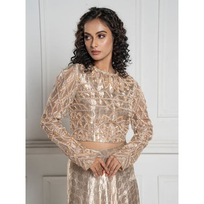 TATWAMM Beige Skirt with Top (Set of 2)