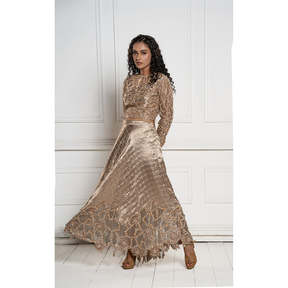 TATWAMM Beige Skirt with Top (Set of 2)