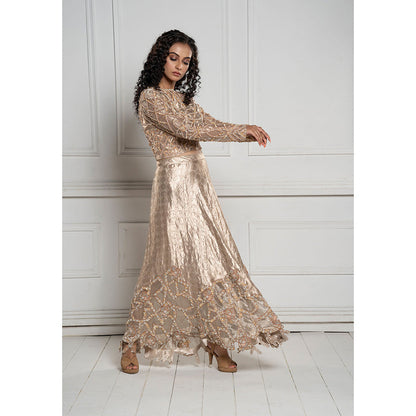 TATWAMM Beige Skirt with Top (Set of 2)