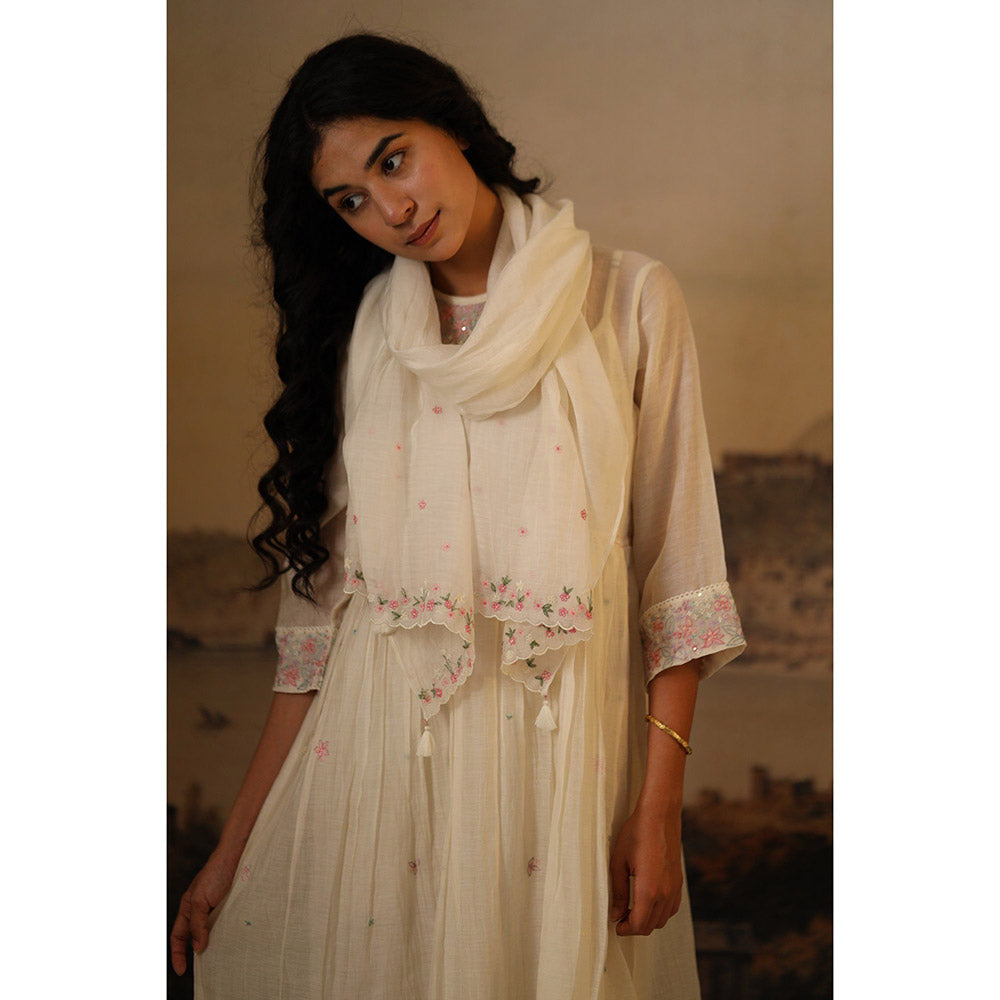 Tatwa Designs Ivory Emb. Scarf