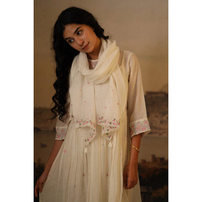 Tatwa Designs Ivory Emb. Scarf