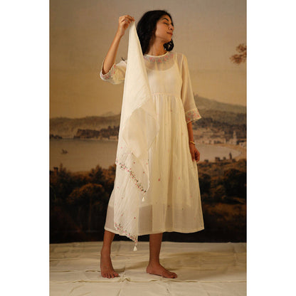 Tatwa Designs Ivory Emb. Scarf