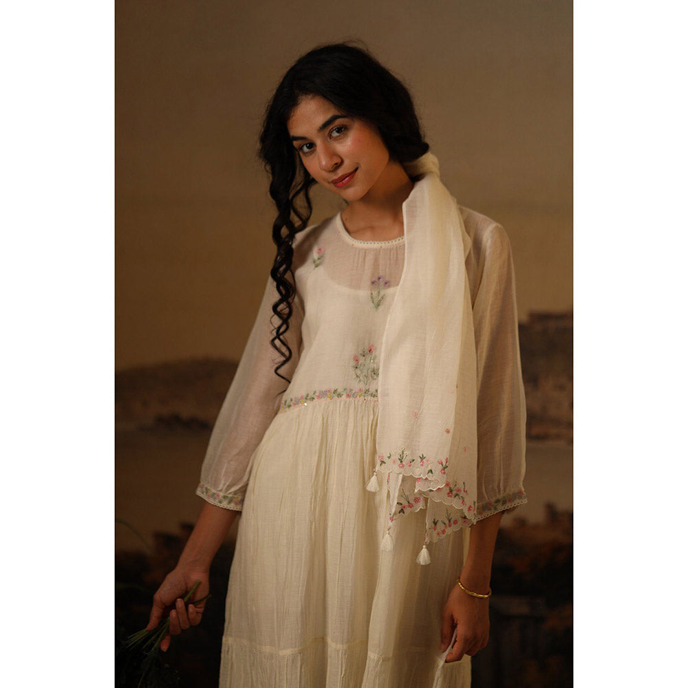 Tatwa Designs Ivory Emb. Scarf