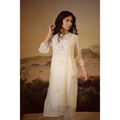 Tatwa Designs Ivory White Victorian Kurta (Set of 3)