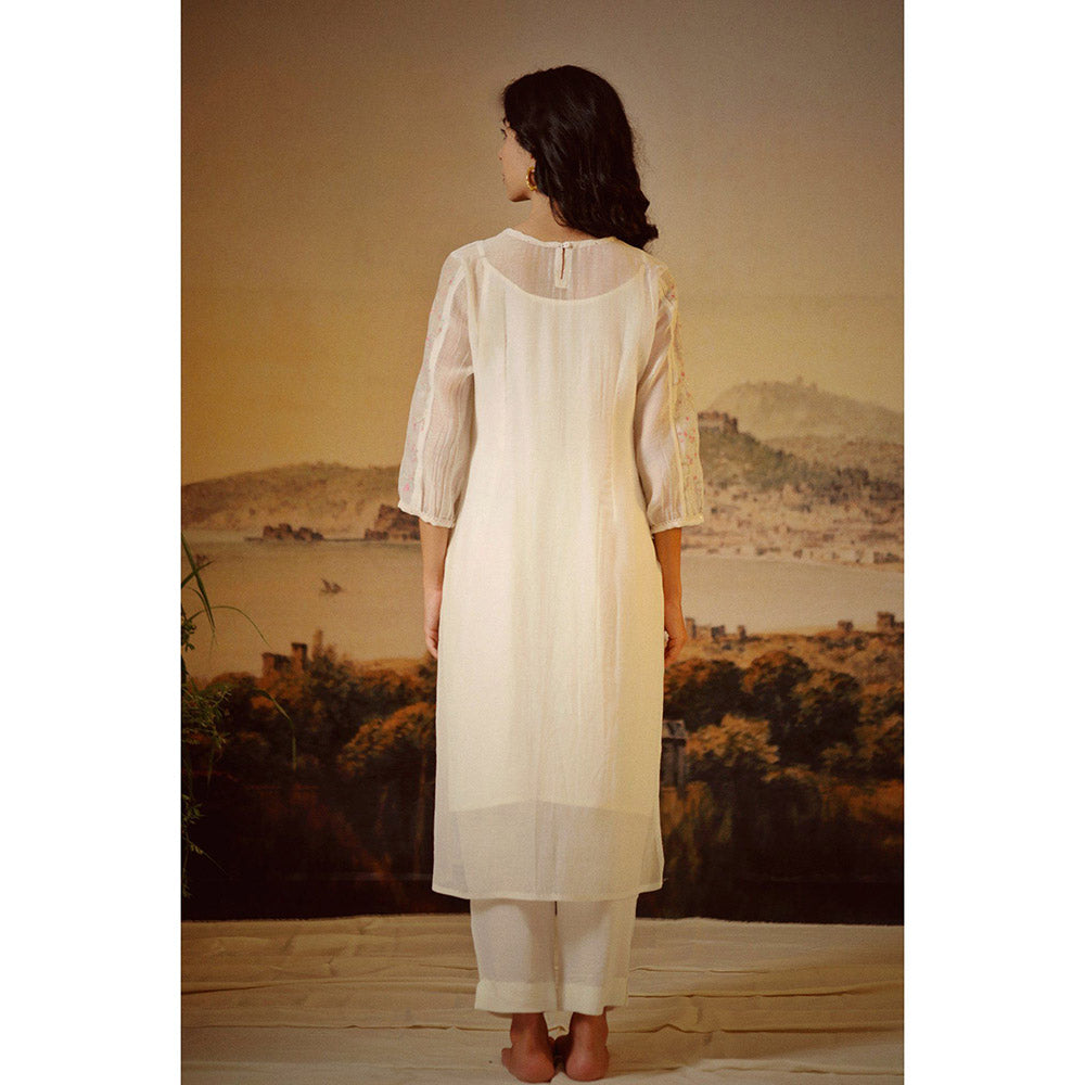 Tatwa Designs Ivory White Victorian Kurta (Set of 3)