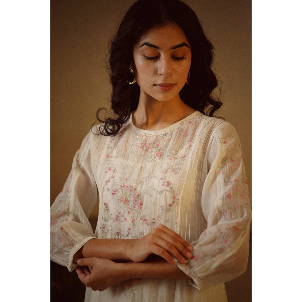 Tatwa Designs Ivory White Victorian Kurta (Set of 3)