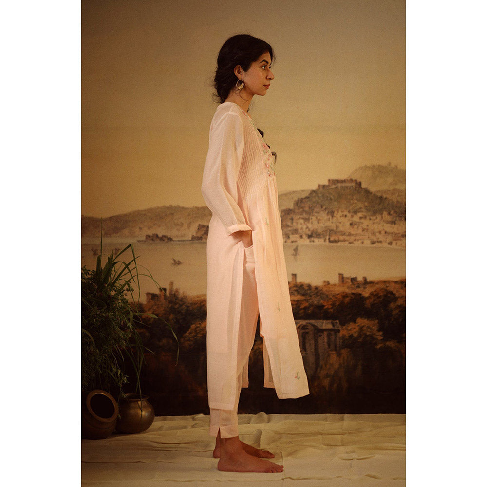 Tatwa Designs Ivory Pink Vineyard Kurta (Set of 3)