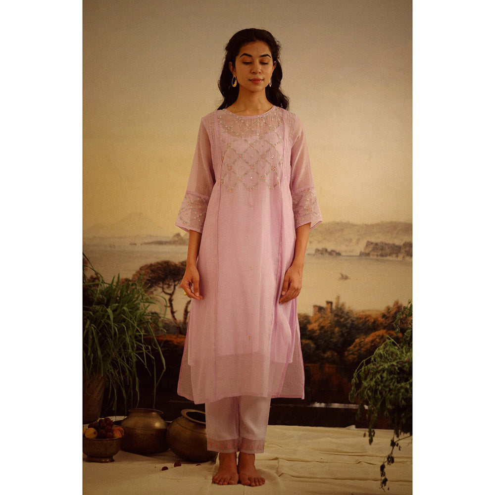 Tatwa Designs Levander Cross Buti Kurta (Set of 3)