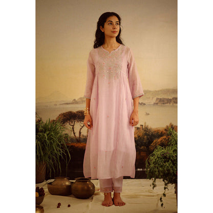 Tatwa Designs Levander Yoke Jaal Kurta (Set of 3)