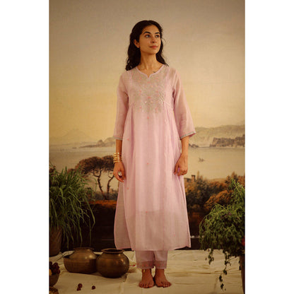 Tatwa Designs Levander Yoke Jaal Kurta (Set of 3)