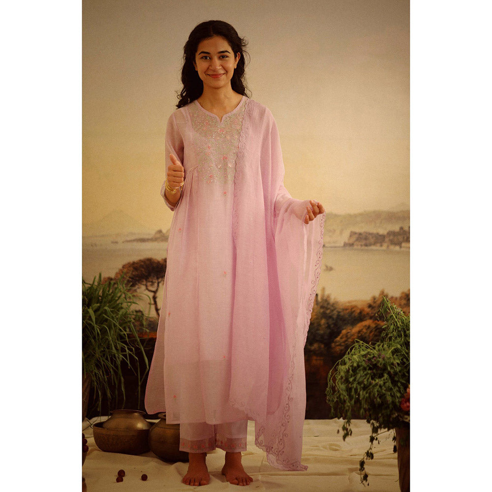 Tatwa Designs Levander Yoke Jaal Kurta (Set of 3)