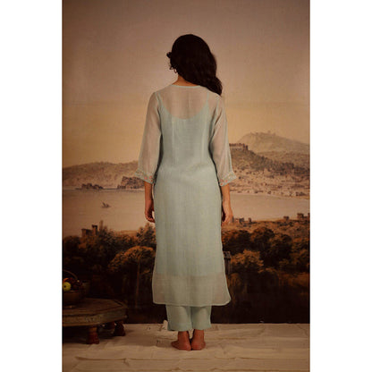 Tatwa Designs Blue Camellia Kurta (Set of 3)