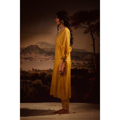 Tatwa Designs Mustard Juhi Yoke Kurta (Set of 3)