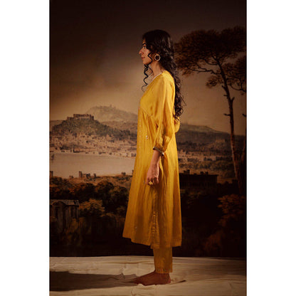Tatwa Designs Mustard Juhi Yoke Kurta (Set of 3)