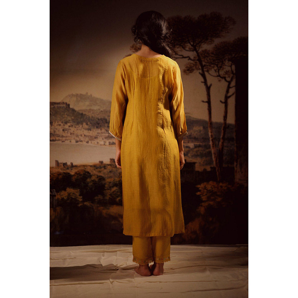 Tatwa Designs Mustard Juhi Yoke Kurta (Set of 3)